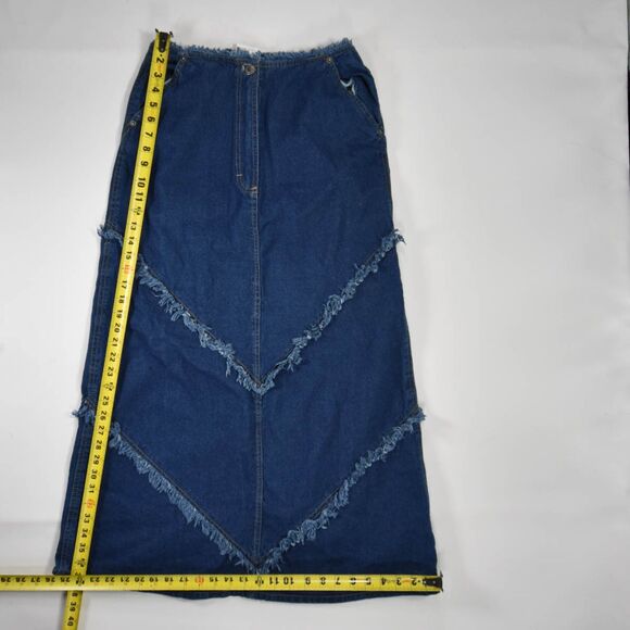 Vintage Starwear Fringe Embroidered Maxi Jean Skirt - 9/10 - Picture 4 of 5